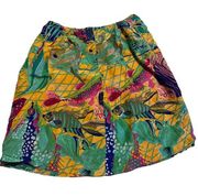 Vibrant Vintage 80s  Artsy Metallic Lattice Eclectic Ocean Fish Print Mini Skirt