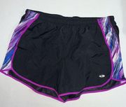 C9 By Champion Womens Athletic Shorts Size L Black Purple Running Elastic Waist