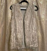 Sebby Collection beige brown natural faux fur vest, L, NWT