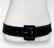 Black Leather Belt Chunky Thick Wide Medium ‼️FLAWED‼️