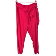 Andree By Unit Womens Hot Pink Paper Bag Waist Pants Size 1X Barbiecore