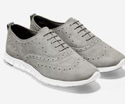 Cole Haan ZeroGrand Oxford Sneaker Sole Wingtip Gray Suede Perforated Size 7