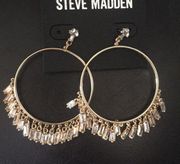 Unique New Steve Madden Baguette Crystals Hoops