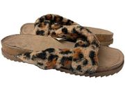 Davina Faux Shearling Treasure & Bond Leopard Print Slip On Slide Shoe Size 8m