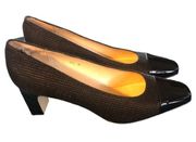 Etienne Aigner Strada Patent Leather Cap Toe Ribbed Pump Sz. 8.5M Made In Spain