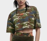 Adidas  x Ivy Park Green Camo 3 Stripe Crop Tee Top Shirt Sz M Beyoncé Collab NEW