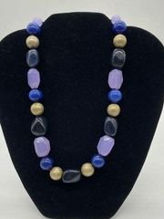 Talbots large polished stone/beaded statement necklace - gorgeous colors!! Viole