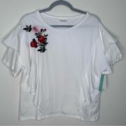 Abound White Rose Embroidered Blouse Size Medium NWT