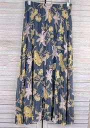 LOFT Pleated Chiffon Midi Skirt Floral Multi-XXSP