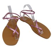 ASOS Sandals 8 Pink Metallic Ankle Strap New