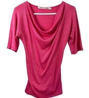Michael Stars Original Tee Shirt Cowl Scoop Neck Pink Stretch Womens OS One Size