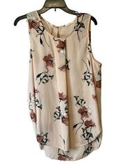 Le Lis Colorful Floral dressy ladies tank,  keyhole closure, size large