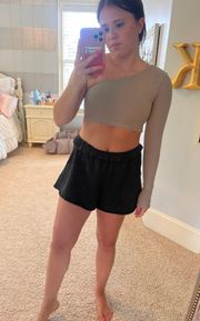 One Shoulder Long Sleeve Crop Tee