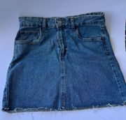 Cotton On Blue Jean Denim Mini Skirt Med. Wash, Size 8 summer cutoff frayed