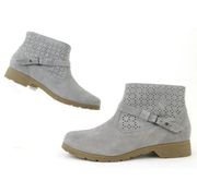 TEVA Delavina Waterproof Leather Perforated Ankle Booties Grey Size 9.5