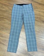 Womens Size 4 Side Zip Skinny Cropped Pants Gray Plaid Mid-Rise