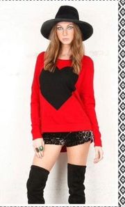 Torn by Ronny Kobo Red Jovia Heart Sweater XS