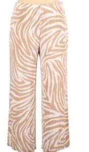 Cynthia Rowley Linen Animal Print Crop Wide Leg Pants Size Medium