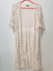 Rebellion white lace cardigan duster size small floral