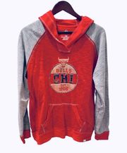 Retro Chicago Bulls Hoodie Sweatshirt Red Gray L NBA