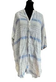 Anthropologie  Boho Cotton Shirt Dress Oversized Small Long Tunic