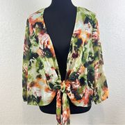 Front Tie Cardigan Abstract Spring Print Women’s Large
