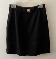 Kate Spade Textured Black Bow Back Mini Skirt