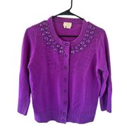 Kate Spade Purple Jeweled Wool & Cashmere Cardigan