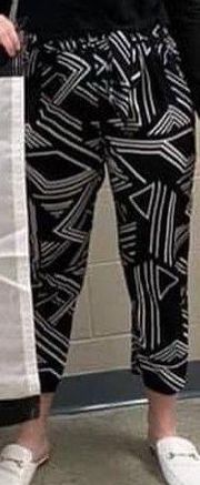 Geometric Black And White Ankle Pants 