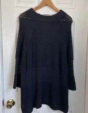 Anthropologie MOTH navy oversized knit tunic sweater size L lagenlook