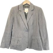 Magaschoni Womens 6 Linen Blazer Jacket One Button Pinstripe Career Brown White