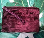 A NEW DAY Burgundy Faux Fur Clutch Wristlet