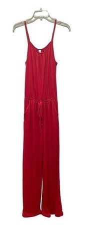 Zenana Premium Sleeveless Long Jumpsuit Red Size Small