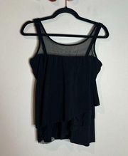 MiracleSuit black mesh ruffle tankini top