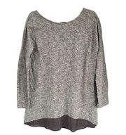 0841 Very J Gray Long Sleeve Oversized Lounge Shirt Size Small