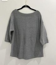 J Jill Women’s Pullover Sweater Size Large Color Gray 3/4 Sleeves Boat Neck