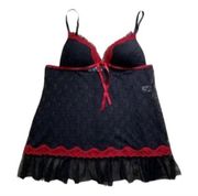 Lace Lingerie Black Red All Over Lace Lingerie Nightie Linea Dontella Large