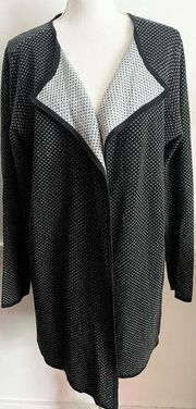 Vince Camuto • Black White Grey Patterned Open Front Cardigan