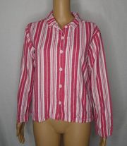 Garnet Hill Candy Cane Peppermint Striped PJ Shirt