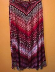 NY Collection Red Petite Tribal Maxi Skirt New S