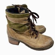 Dromedaris womens EU 37 Boots Kara Suede Leather Tan Olive Worn Heeled  Gorpcore