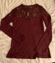 Burgundy Lace Top