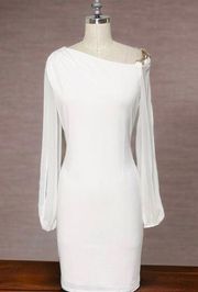 Ivanka Trump White Sheath Dress Sheer Long Sleeves 4 Small