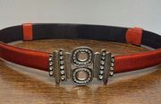 Chicos, leather silver jeweled slide fit belt size small/medium ￼