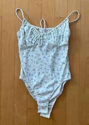 Princess Polly white and blue floral bodysuit