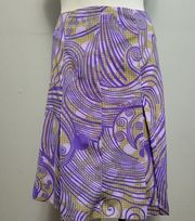 Esprit lavender African print box pleat a-line skirt size 5/6