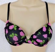 Betsey Johnson Floral Purple/Black Bra