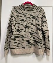 Mock Neck Print Sweater