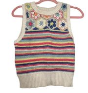 American Eagle Floral Crochet Sweater Vest