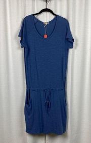 Sundry Blue Cotton Slub Knit Waist Tie Dress Sz.2(M) NWT